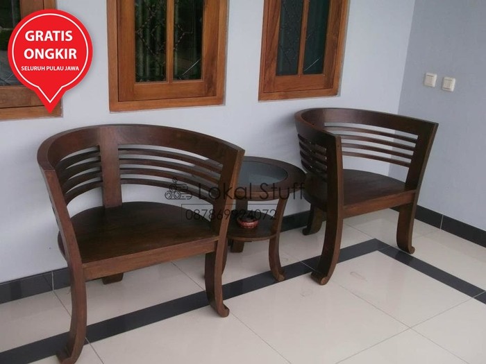 Kursi Teras Tamu Cantik Kayu Jati Perhutani Jepara